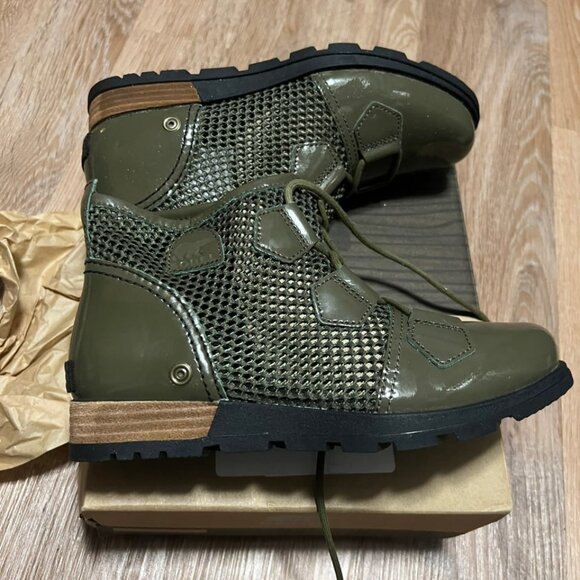 Sorel Major Lace Boots Nori Green Patent Mesh Women's Size 7 - Picture 13 of 16